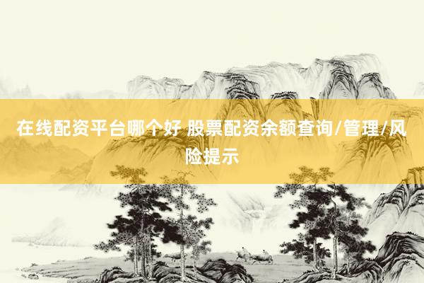 在线配资平台哪个好 股票配资余额查询/管理/风险提示