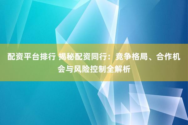 配资平台排行 揭秘配资同行：竞争格局、合作机会与风险控制全解析