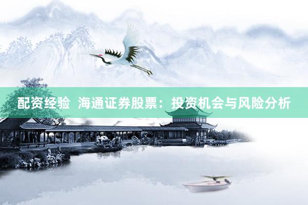 配资经验  海通证券股票：投资机会与风险分析
