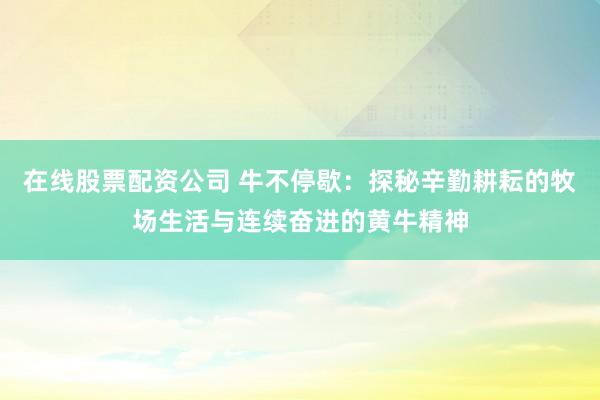 在线股票配资公司 牛不停歇：探秘辛勤耕耘的牧场生活与连续奋进的黄牛精神