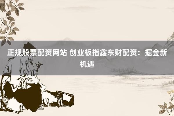 正规股票配资网站 创业板指鑫东财配资：掘金新机遇