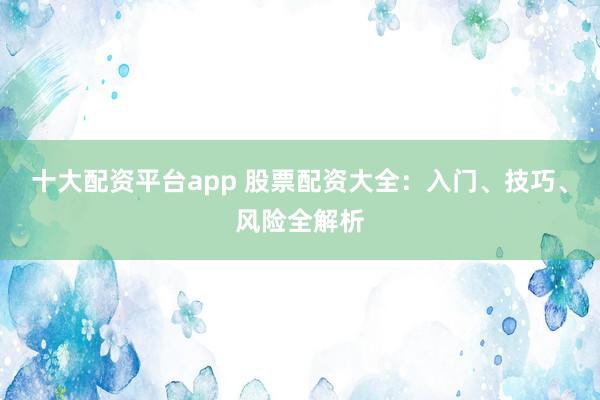 十大配资平台app 股票配资大全：入门、技巧、风险全解析