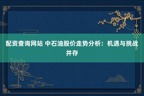 配资查询网站 中石油股价走势分析：机遇与挑战并存