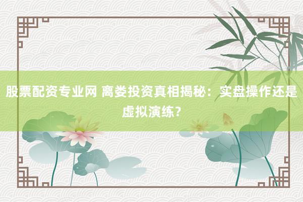 股票配资专业网 离娄投资真相揭秘:实盘操作还是虚拟演练?