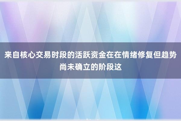 来自核心交易时段的活跃资金在在情绪修复但趋势尚未确立的阶段这