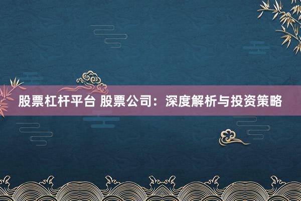 股票杠杆平台 股票公司：深度解析与投资策略