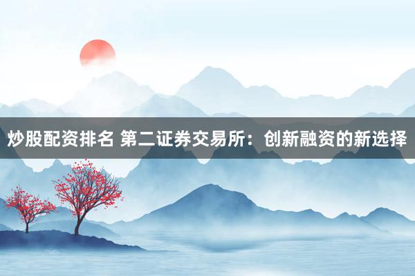 炒股配资排名 第二证券交易所：创新融资的新选择