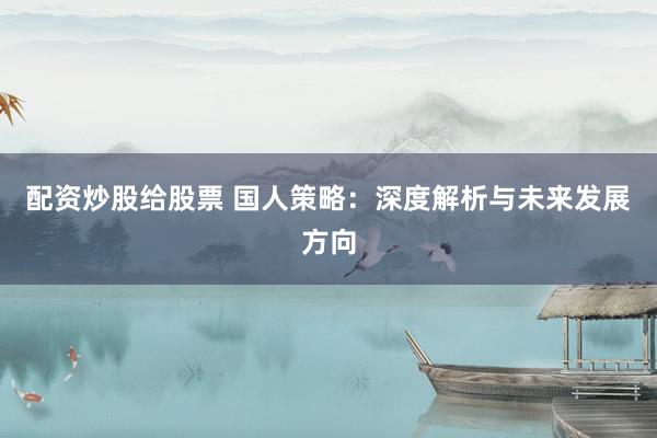 配资炒股给股票 国人策略：深度解析与未来发展方向