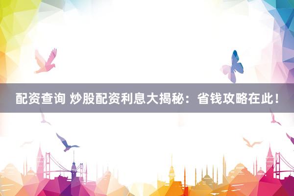 配资查询 炒股配资利息大揭秘：省钱攻略在此！